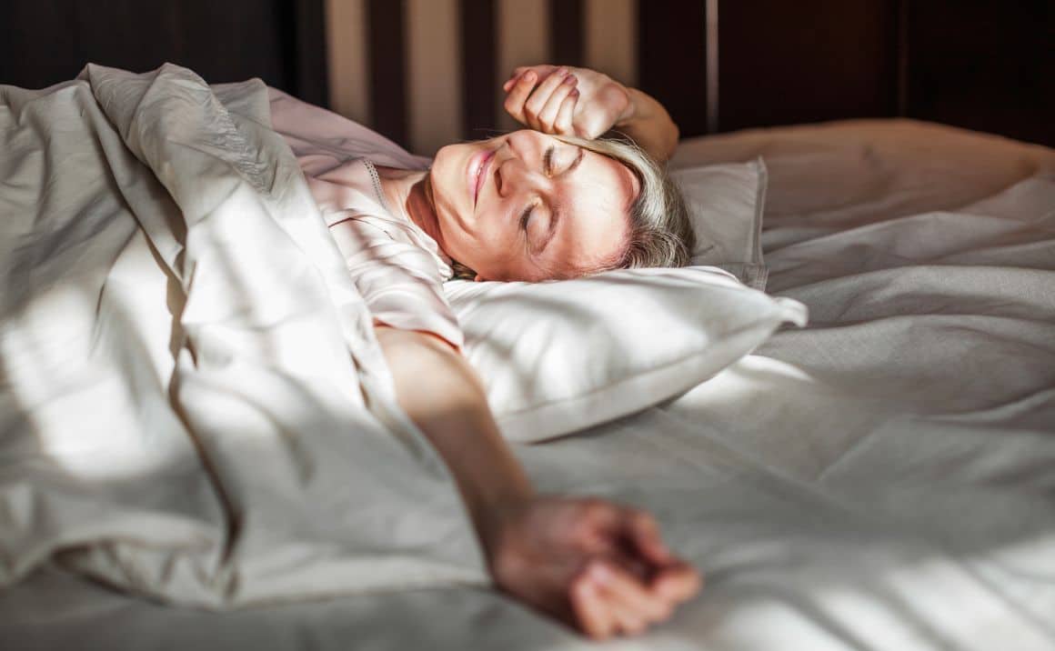 Service page content 8 Woman sleeping peacefully in bed, illustrating restful sleep and improved sleep quality.